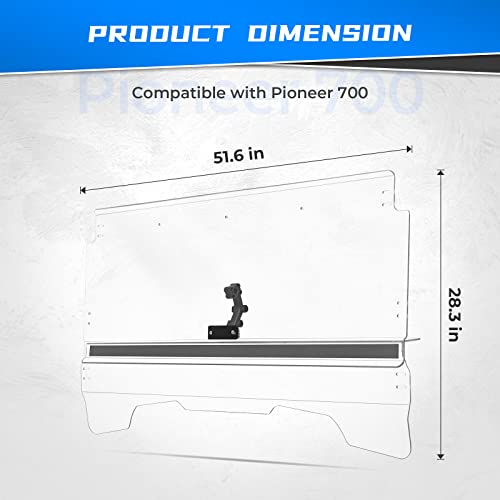 Pioneer 700 - Parabrisas abatible 3 en 1, kemimoto resistente a los arañazos compatible con Pioneer 700 / 700-4 2014 2015 2016 2017 2018 2019 2020 2021