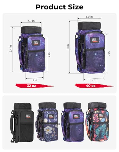 KEMIMOTO - Bolsa para botellas de agua, portabidones de agua con correa ajustable para el hombro, soporte para botellas de agua para senderismo, camping, pesca, compatible con YETI 32 onzas, 44 onzas, 64 onzas