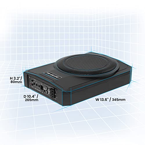 BOSS Audio Systems SLIM10 Elite Series - Subwoofer de Coche Alimentado de 10 Pulgadas, Perfil bajo, Control Remoto de subwoofer, Amplificador Integrado, Debajo del Asiento