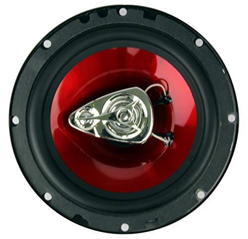 BOSS CH6530 - Altavoces coaxiales de audio para coche (6,5 cm, 3 vías, 600 W), color rojo