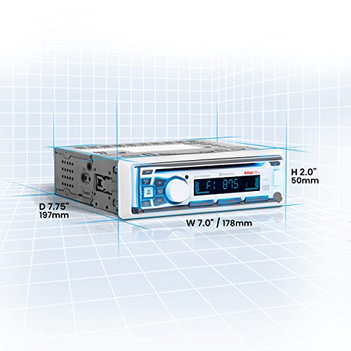 Boss Audio estéreo Marino Resistente a la Intemperie, Panel Frontal Desmontable, Mando a Distancia inalámbrico