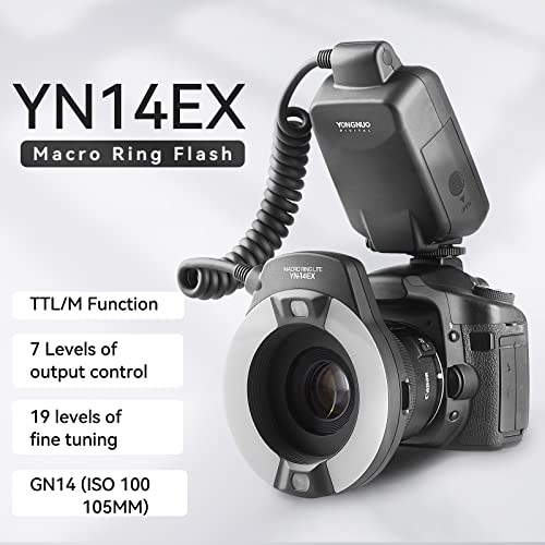 YONGNUO YN-14EX YN14EX TTL Macro Ring Flash/ LED Flash Light with Adapter Ring for Canon EOS DSLR Cameras as Canon MR-14EX