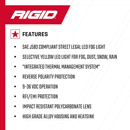 RIGID INDUSTRIES SR-Series DOT/SAE J583 - Par de luces antiniebla LED amarillas selectivas de 6 pulgadas para automóviles