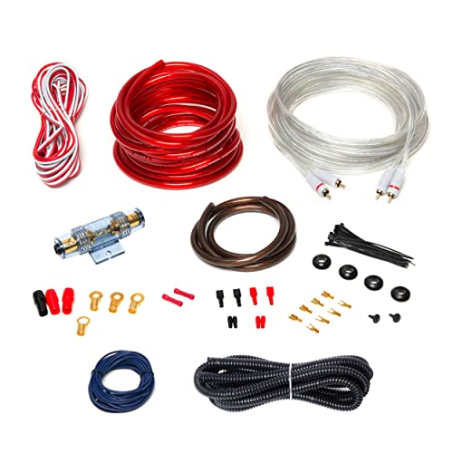 BOSS Audio Systems 4BK Kit de cableado de instalación de amplificador de calibre 4 – Un kit de cableado de amplificador de coche te ayuda a hacer conexiones y trae energía a tu radio, subwoofers y altavoces