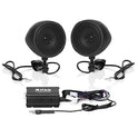 BOSS Audio Systems - Altavoces para motocicleta de 3 pulgadas y sistema de sonido amplificador de audio - Amplificador compacto clase D, resistente a la intemperie