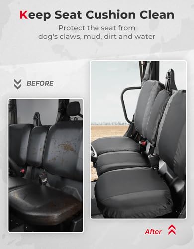 KEMIMOTO - Fundas de asiento UTV, impermeable, repelente al agua, juego de funda de asiento UTV con funda para reposacabezas compatible con Can Am Defender Max HD8/HD9/HD10 2017 – 2024 todos los modelos