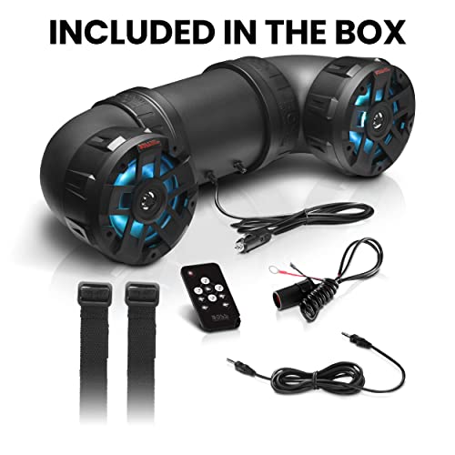 BOSS Audio Systems ATV65BRGB ATV UTV Sistema de sonido resistente a la intemperie – Altavoces de 6,5 pulgadas, tweeters de 1 pulgada, amplificador integrado, Bluetooth, iluminación multicolor, fácil instalación