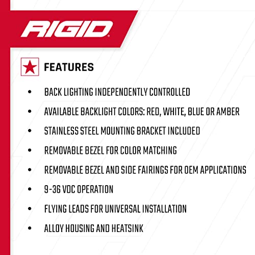 Rigid Industries - 36114 - Haz LED Todoterreno de 4 Pulgadas con luz de Fondo ámbar (36114)