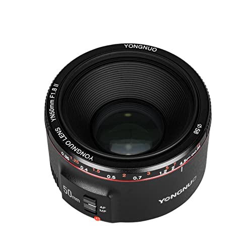 Yongnuo YN50MM F1.8 II AF/MF 0.35M Focus Distance Standard Prime Lens Black for Canon DSLR Camera