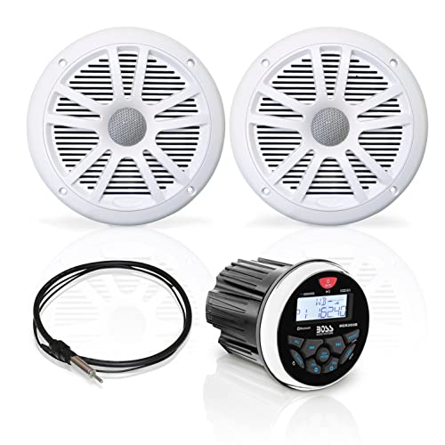 BOSS Audio Systems Paquete de Receptor y Altavoz de Calibre Marino