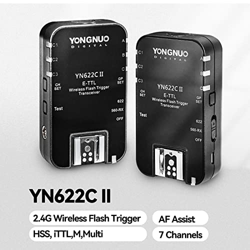 YONGNUO Wireless ETTL Flash Trigger YN622C II with High-Speed Sync HSS 1/8000s for Canon Camera