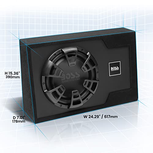 BOSS Audio Systems B12ES - Paquete de subwoofer para coche de 12 pulgadas, 1200 de alta salida, amplificador incorporado, perfil bajo, control remoto de subwoofer (cable de 15 pies)