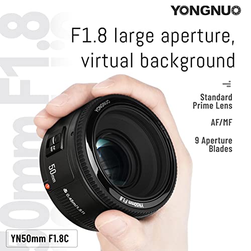 YONGNUO YN50mm F1.8 Lente de gran apertura de enfoque automático compatible con cámara Canon EF Mount EOS
