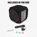 BOSS Audio Systems CUBE8 - Subwoofer para Coche y Paquete de Amplificador - Amplificador Integrado, subwoofer de 8 Pulgadas con radiador pasivo, Control Remoto de subwoofer