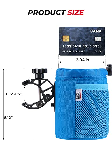 kemimoto Portavasos de tela Oxford con drenaje y clip de cocodrilo para barco, motocicleta, ATV, bicicleta, silla de ruedas, caminador, scooter, carrito de golf, RV, cámper, silla, ajustable