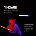 YONGNUO YN360 II YN360II Luz de video LED, luz de hielo, temperatura de color 5600 K y RGB a todo color, control remoto CRI≥95 APP