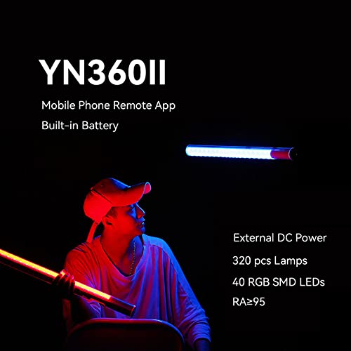 YONGNUO YN360 II YN360II Luz de video LED, luz de hielo, temperatura de color 5600 K y RGB a todo color, control remoto CRI≥95 APP