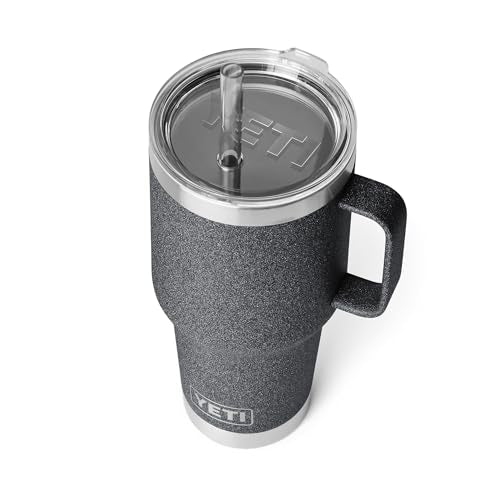 YETI Rambler - Vaso de 1.03 litros con asa y tapa de popote, vaso de agua de viaje, vaso aislado al vacío con asa, de acero inoxidable
