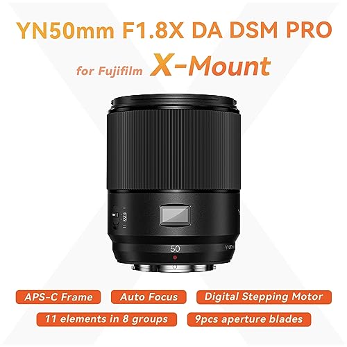 Lente YONGNUO YN50MM F1.8X Pro, para cámaras Fujifilm X-Mount, enfoque automático AF MF, lente Prime estándar APS-C Frame