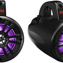 BOSS Audio Systems B40RGB ATV UTV Sistema de altavoces Waketower resistente a la intemperie - Amplificado, 4 pulgadas, rango completo, 2 vías, Bluetooth, iluminación LED RGB, clasificación IPX5 resistente a la intemperie, se vende en pares