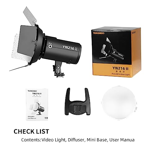 YONGNUO YN216 II - Luz LED de vídeo, temperatura de color ajustable 3200K-5600K, para Canon Nikon Pentax Olympus Samsung