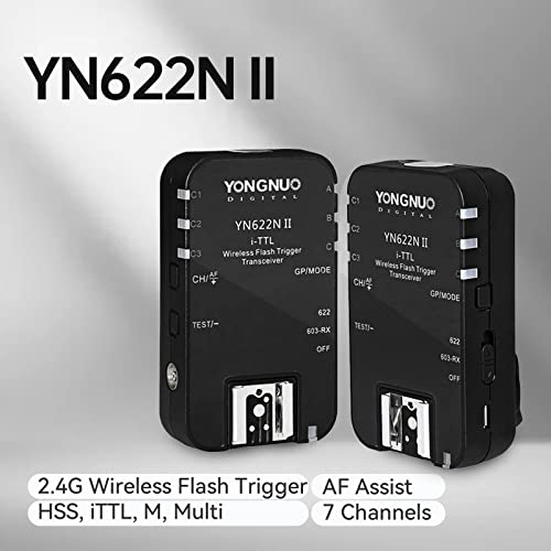 YONGNUO Wireless TTL Flash Trigger YN622N II with High-speed Sync HSS 1/8000s for Nikon Camera