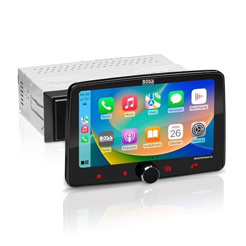 Boss Audio Systems Sistema estéreo de Audio para automóvil BVCP9700A-FL: Apple CarPlay, Android Auto, DIN único de 7 Pulgadas, Pantalla táctil capacitiva, Unidad Principal de Audio Llamadas Bluetooth