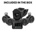 BOSS Audio Systems Receptor de calibre BPRZR5, sistema de 5 altavoces para modelos Polaris RZR 900S, 1000 y Turbo 2 y 4 asientos, receptor clasificado IPX6, Bluetooth, resistente a la intemperie, USB, sintonizador AM/FM, sin reproductor de CD
