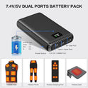 THOUSTA Paquete de batería de chaleco calefactado de 7,4 V con visualización LED de 30000 mAh de gran capacidad para chamarra climatizada, almohadilla de dormir con calefacción, puerto CC y puerto USB cargador de teléfono