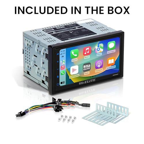 BOSS Audio Systems Elite BV800ACP Reproductor multimedia para coche con Apple CarPlay, Android Auto Double Din Car Stereo, pantalla táctil capacitiva LCD de 6,75 pulgadas, Bluetooth MP3 USB A/V en receptor AM/FM, dirección