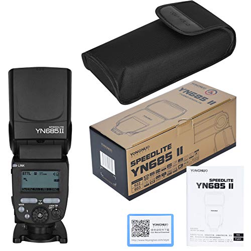 Yongnuo YN685II YN685 II Flash Speedlite, GN60 ETTL HSS + sistema de disparo inalámbrico 2.4G, Master Slave para Canon 5DIII 6DII 800D 77D 7D2 T4i T3i 1300D 70D