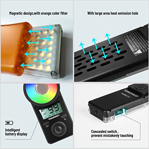 YONGNUO YN360 III YN360III - Luz de video LED mejorada 5600 K, luz de hielo para fotografía de mano, almohadilla táctil RGB a todo color ajustable, soporte de aplicación, control remoto de 2.4 G, CRI 95+