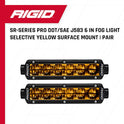 RIGID INDUSTRIES SR-Series DOT/SAE J583 - Par de luces antiniebla LED amarillas selectivas de 6 pulgadas para automóviles