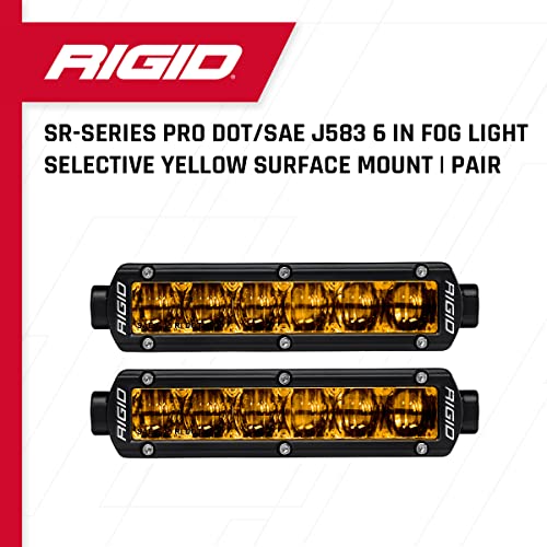 RIGID INDUSTRIES SR-Series DOT/SAE J583 - Par de luces antiniebla LED amarillas selectivas de 6 pulgadas para automóviles