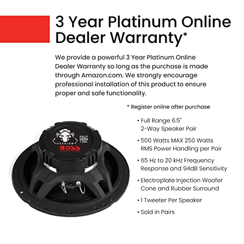 Boss Audio PC65.2C Phantom 500-watt 2 Way Auto 6.5" Component Speaker