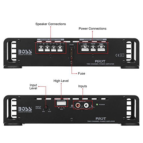 BOSS Audio 2 Canales MOSFET Amplificador de energía con Control Remoto de Nivel del subwoofer