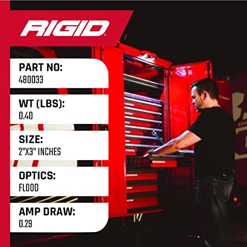 Rigid Industries - Luz de baja potencia serie A, luz LED blanca, luz todoterreno, luz LED accesoria, luz universal todoterreno (luz única, 480033)