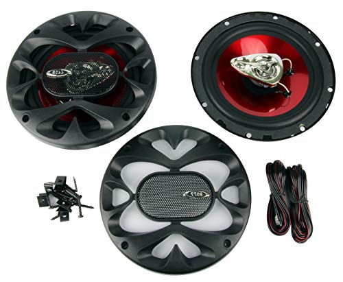 BOSS CH6530 - Altavoces coaxiales de audio para coche (6,5 cm, 3 vías, 600 W), color rojo