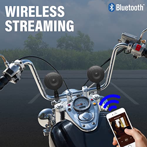 BOSS Audio Systems MCBK625BA - Sistema de sonido para altavoz de motocicleta - Bluetooth, amplificado, resistente a la intemperie, altavoces de 3 pulgadas, control de volumen multifunción, también se puede utilizar con vehículos UTV ATV