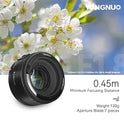 Yongnuo yn50 mm f1.8 lente gran apertura Auto Focus lente para cámara Canon EF Monte EOS