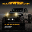 Auxbeam 2024 - Luces LED redondas mejoradas de 9 pulgadas + luces antiniebla de 4 pulgadas para Jeep Wrangler JL JLU Sport Sahara Rubicon Gladiator JT con DRL y señal de giro, luz redonda
