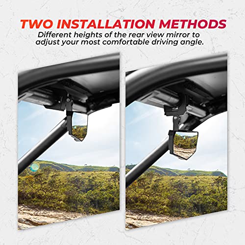 KEMIMOTO UTV Espejo retrovisor SXS UTV con vista transparente con abrazadera de aluminio ajustable de perfil bajo de 1.6-2 pulgadas, compatible con Polaris RZR/Pioneer/Talon/Kawasaki KRX/Mule/Can Am X3/CFMOTO