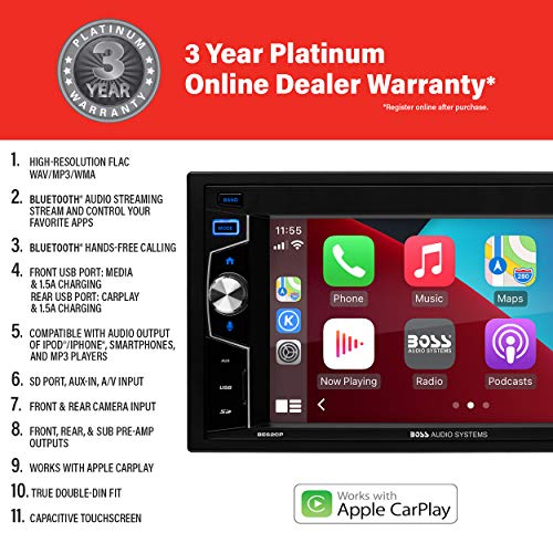 Boss Audio Systems Elite Series BE62CP-C Apple CarPlay Car Multimedia Player