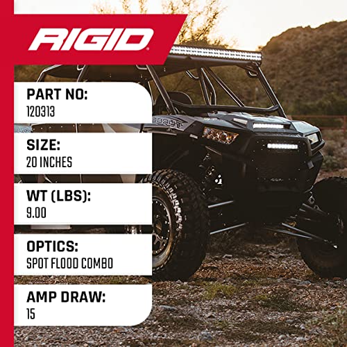 Rigid Industries - Luz LED de la Serie E, Combo óptico Spot/Inundación, 20 Pulgadas, Carcasa Negra, Luces de conducción, Luces LED, Luces de conducción Todoterreno, se Adapta a Camiones, UTV, ATV,