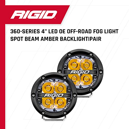 Rigid Industries - 36114 - Haz LED Todoterreno de 4 Pulgadas con luz de Fondo ámbar (36114)