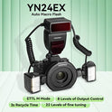 YONGNUO YN24EX YN-24EX 24EX, TTL Macro Ring Flash LED Macro Flash Speedlite, con 2 Cabezales de Flash y 4 Anillos adaptadores para Canon