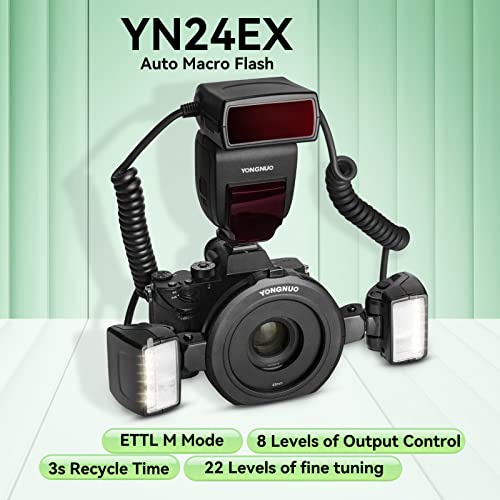 YONGNUO YN24EX YN-24EX 24EX, TTL Macro Ring Flash LED Macro Flash Speedlite, con 2 Cabezales de Flash y 4 Anillos adaptadores para Canon