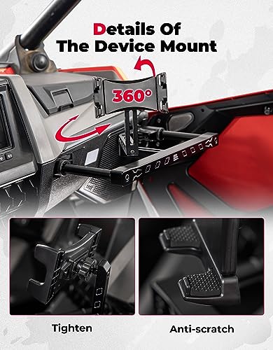 KEMIMOTO - Soportes electrónicos para dispositivos con barra de agarre compatible con RZR PRO XP, soporte para dispositivos electrónicos para teléfono tablet y GPS compatible con Polaris RZR PRO XP/XP4 2022-2023 RZR PRO R/Turbo R