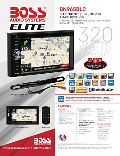 Boss Audio BN965BLC GPS, 2-Din, 6.5" Touchscreen, Bluetooth, DVD/MP3/CD USB