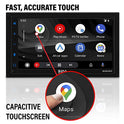 BOSS Audio Systems Elite BV850ACP Reproductor multimedia para coche con Apple CarPlay-Android Auto – Doble Din, pantalla táctil capacitiva LCD de 6,75 pulgadas, Bluetooth, USB, AM/FM, no CD/DVD, cámara trasera incluida